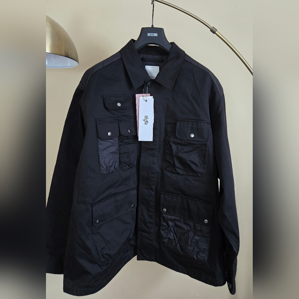 NWT ALPHA INDUSTRIES Black Quilted Mixed Jacket with Multiple Pockets Size: 3XL